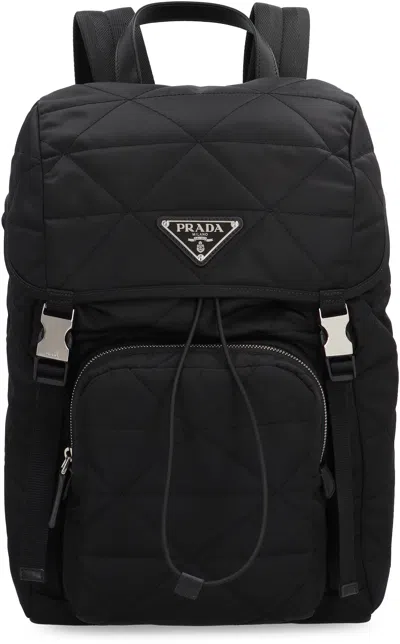 Shop Prada Sleek Black Re-nylon Backpack For Men