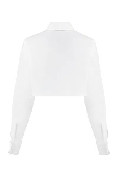 Shop Prada White Cotton Poplin Shirt With Steel Cufflinks For Women