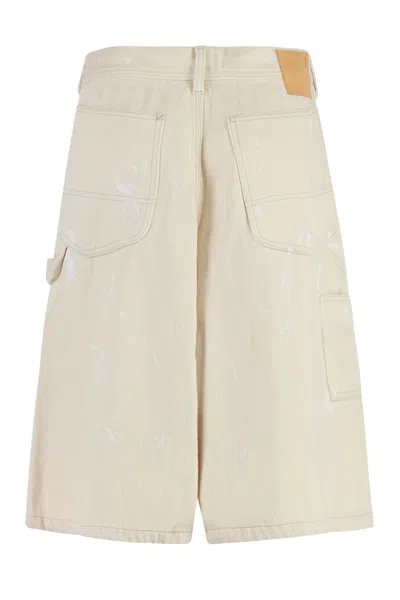 Shop R13 Beige Paint Splatter Denim Shorts For Women In Ecru