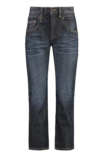 Shop R13 Copper Metal Rivet Denim Straight-leg Jeans