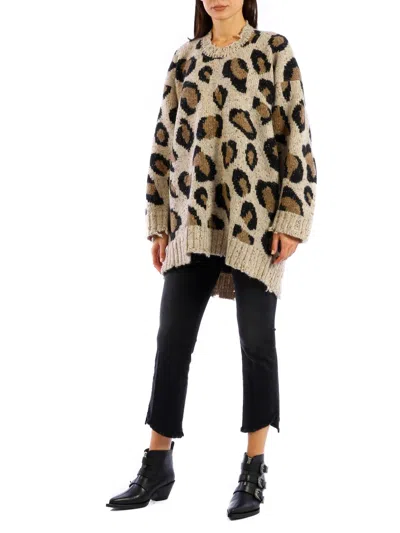 Shop R13 Oversized Leopard Print Sweater For Women In Beige