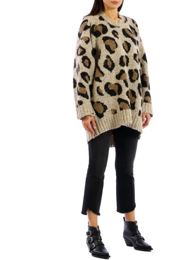 Shop R13 Oversized Leopard Print Sweater For Women In Beige