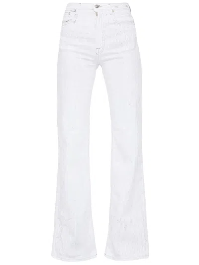 Shop R13 Subtle Flare White Jeans In Cracked Grey Stretch Cotton Denim