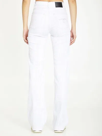 Shop R13 Subtle Flare White Jeans In Cracked Grey Stretch Cotton Denim