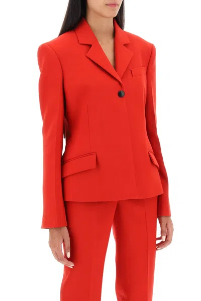 Shop Ferragamo Red Natté Shaped Blazer For Women From