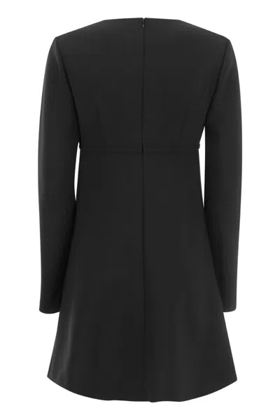 Shop Red Valentino Black V-neck Short Dress With Long Sleeves For Women