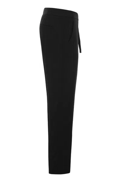 Shop Red Valentino Cropped Trousers In Wool And Viscose Gabardine With Side Bow Detail For Women In Black