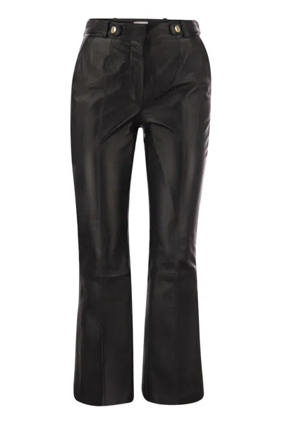 Shop Red Valentino Luxurious Black Leather Trousers For Women
