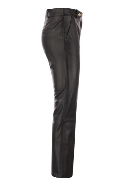 Shop Red Valentino Luxurious Black Leather Trousers For Women