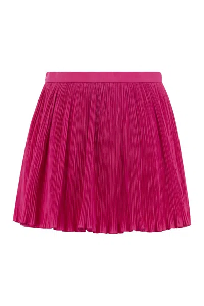 Shop Red Valentino Pleated Cotton-blend Shorts In Fuxia For Women