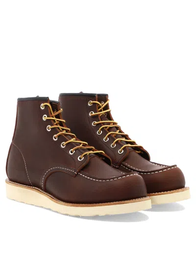 Shop Red Wing Shoes Men's Brown Lace-up Boots With Rubber Sole And Classic Reinforced Moc Toe