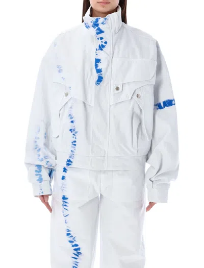 Shop Rev Oversized Tie Dye Bomber Denim Jacket For Women In White_tie_dye