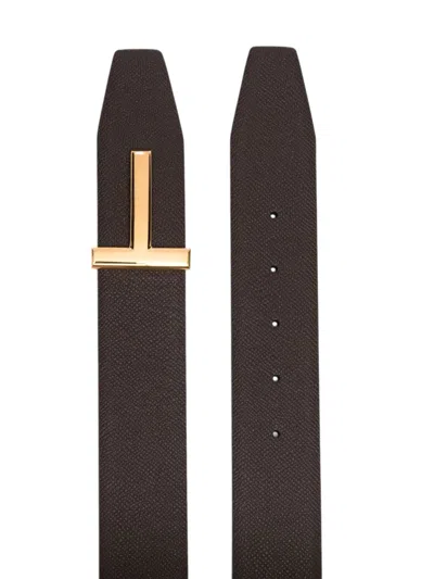Shop Tom Ford Reversible Leather  Belt In Brown
