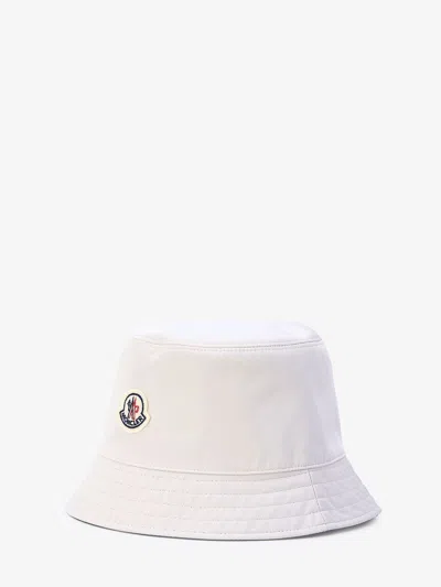 Shop Moncler Reversible Nylon Bucket Hat With  Patch In Beige