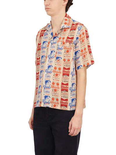 Shop Rhude Shirt Stampata In Silk In Multicolor