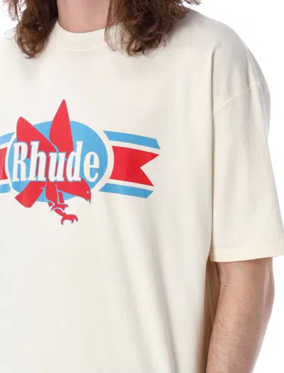 Shop Rhude Vintage Inspired White Chevron Eagle T-shirt For Men