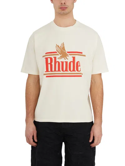 Shop Rhude White Cotton T-shirt For Men