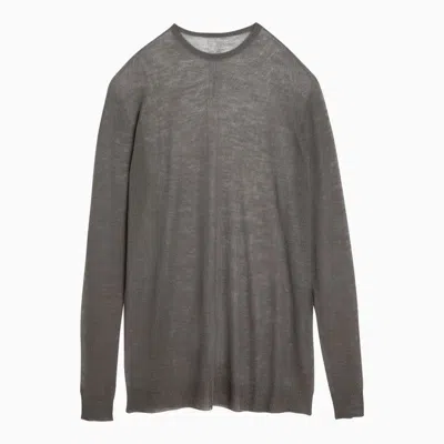 Shop Rick Owens Dust Grey Semi-transparent Wool Sweater