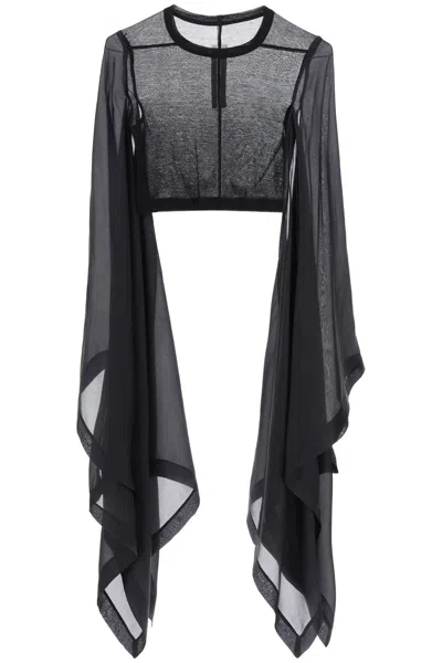 Shop Rick Owens Stylish Black Cropped Top With Cape Sleeves For Women