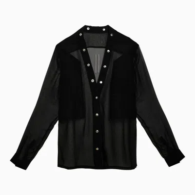 Shop Rick Owens Black Silk Shirt For Men