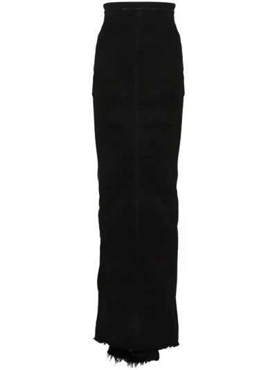 Shop Rick Owens Denim Long Skirt In Black