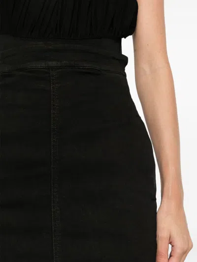 Shop Rick Owens Denim Long Skirt In Black
