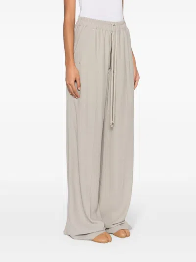 Shop Rick Owens Elegant Pearl Grey Wide-leg Trousers For Women In White