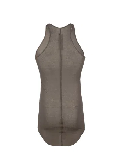 Shop Rick Owens Fine Ribbed Taupe Tank Top With Raw-cut Hem For Men In Brown