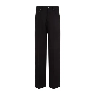 Shop Rick Owens Iconic Black Silk And Wool Jeans For Men