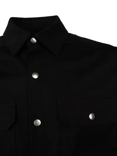 Shop Rick Owens Men's Black Long-sleeve Shirt Jacket For Ss24