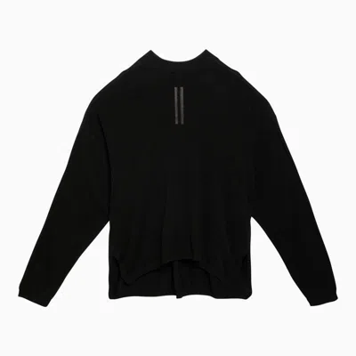 Shop Rick Owens Men's Black Semi-transparent Cotton Crew-neck Sweater For Ss24