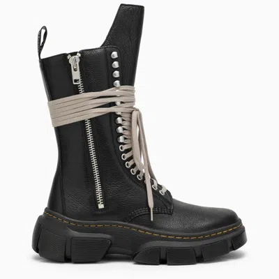 Shop Rick Owens Men's Ss24 Black Leather Collaboration Boots