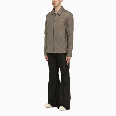 Shop Rick Owens Men's Tan Leather Shirt For Ss24 Collection In Beige