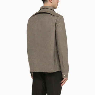 Shop Rick Owens Men's Tan Leather Shirt For Ss24 Collection In Beige