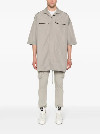 Shop Rick Owens Taupe Grey Strap-detail Three-quarter Sleeve Shirt For Men In Gray