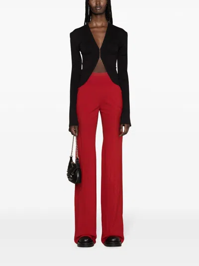 Shop Rick Owens Womens Cardinal Red Crepe Texture Palazzo Trousers