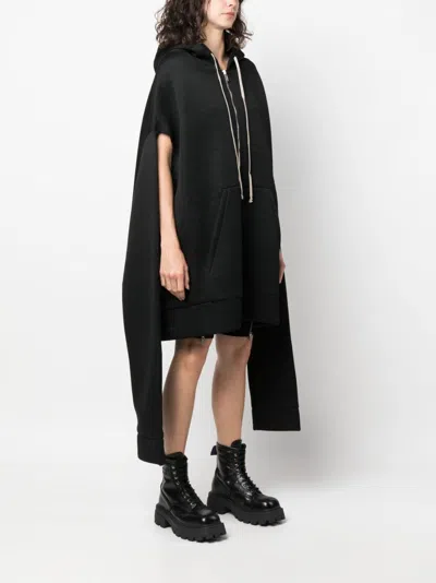 Rick Owens X Champion Oversized Zip-up Hoodie In Black For Women In Black