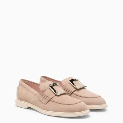 Shop Roger Vivier Tan Leather Lace-up Loafers For Women In Beige