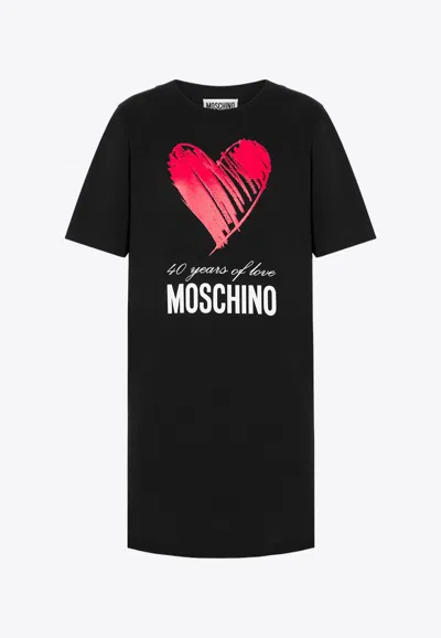 Shop Moschino 40 Years Of Love T-shirt Dress In Black
