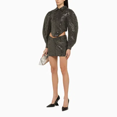 Shop Rotate Birger Christensen Black Miniskirt With Micro Sequins