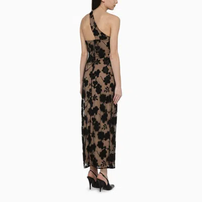 Shop Rotate Birger Christensen Floral Bead Midi Dress In Beige And Black In Print