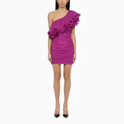 Shop Rotate Birger Christensen Purple Asymmetrical Dress In Recycled Polyamide For Women In Pink