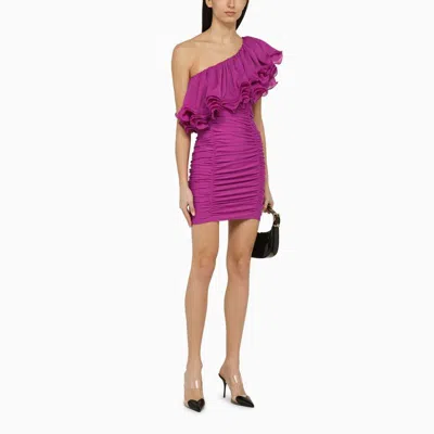 Shop Rotate Birger Christensen Purple Asymmetrical Dress In Recycled Polyamide For Women In Pink