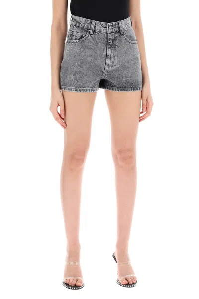 Shop Rotate Birger Christensen Rhinstone-adorned Denim Shorts For Women In Grey