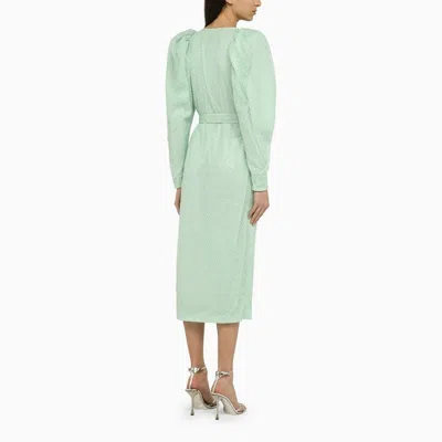 Shop Rotate Birger Christensen Teal Recycled Polyester V-neck Midi Dress For Women In Green