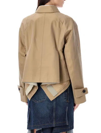 Shop Sacai Beige Cotton Gabardine Jacket For Women
