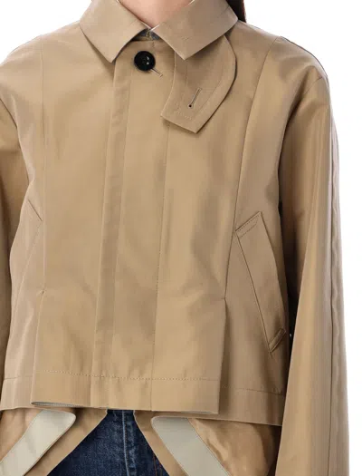 Shop Sacai Beige Cotton Gabardine Jacket For Women
