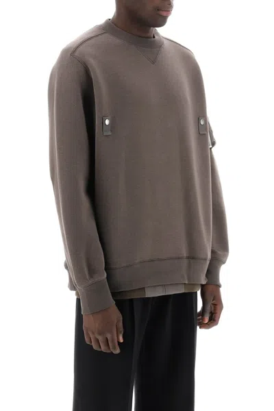 Shop Sacai Double Hem Cotton-blend Crew-neck Sweatshirt For Men In Multicolor