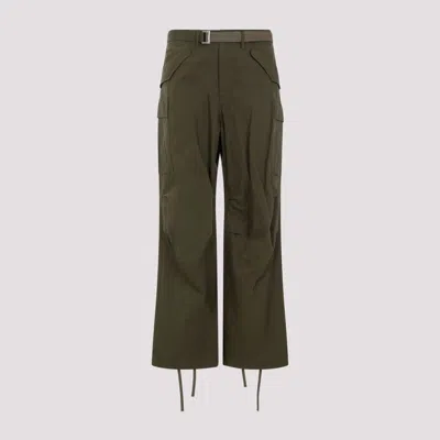 Shop Sacai Green Rip Stop Pants For Men