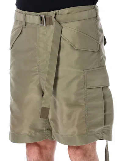 Shop Sacai Light Khaki Cargo Nylon Shorts For Men In Lt_khaki
